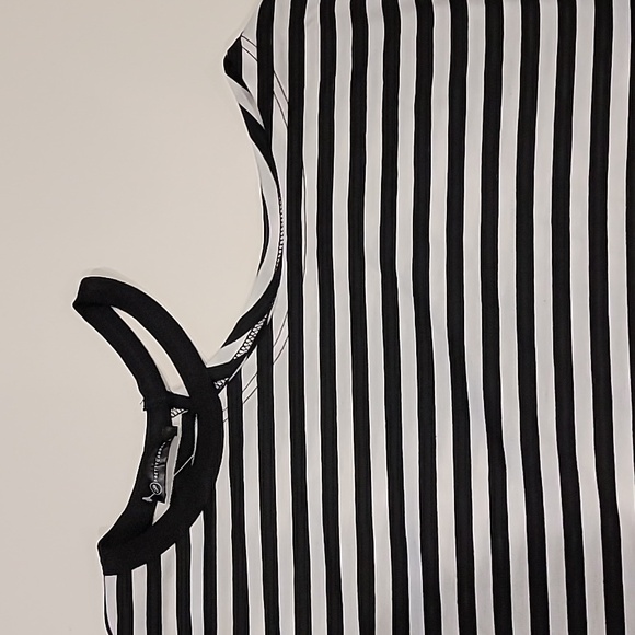 PrettyGarden Striped Cold Shoulder Long Sleeve Tee Shirt Top Black White Large - Picture 3 of 9